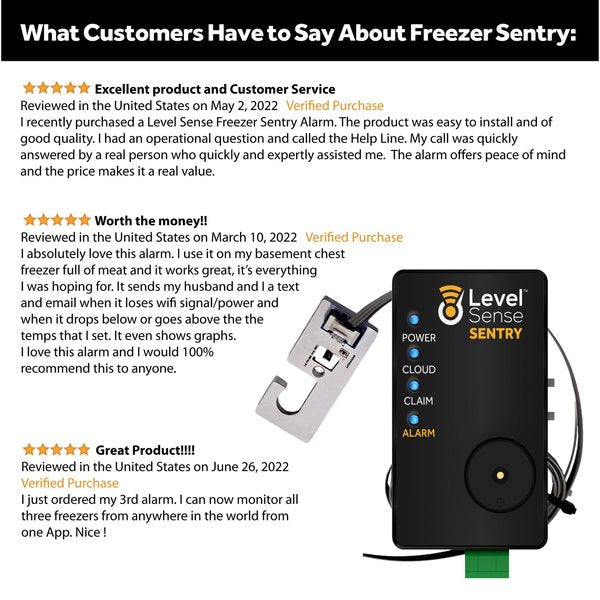 Level Sense Freezer Sentry Wi-Fi enabled Temperature and Humidity Alarm With 10FT Sensor