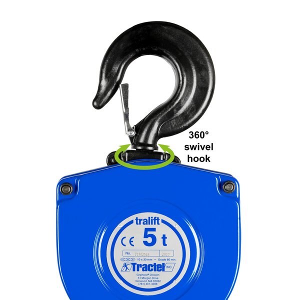 Tralift Manual Chain Hoist, 10,000 lb. (5 Ton) Load Capacity, 15 ft. Lift
