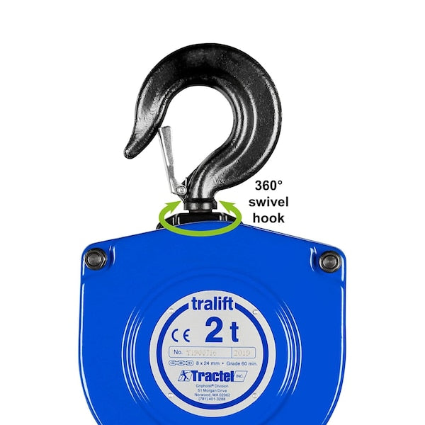 Tralift Manual Chain Hoist, 4,000 lb. (2 Ton) Load Capacity, 15 ft. Lift