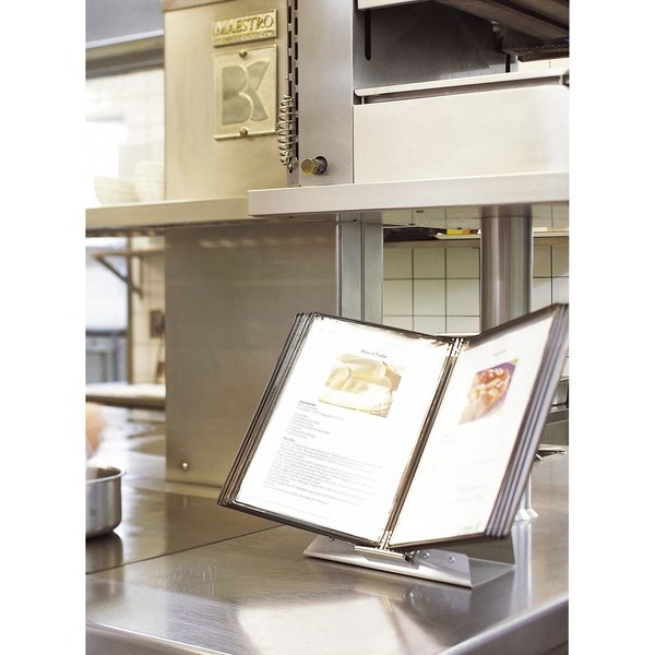 Antimicrobial Wall Display Unit 10 Black Pockets, Stainless Steel