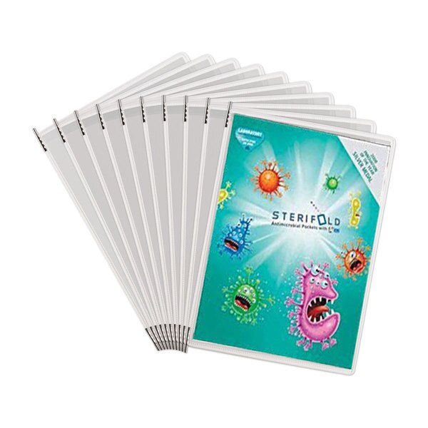 Antimicrobial Display Pockets, Letter Size, White, PK10