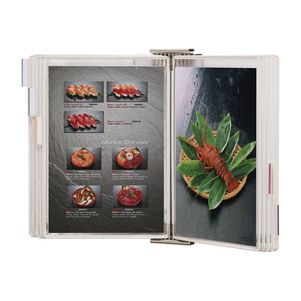 Antimicrobial Wall Display Unit 10 White Pockets, Stainless Steel
