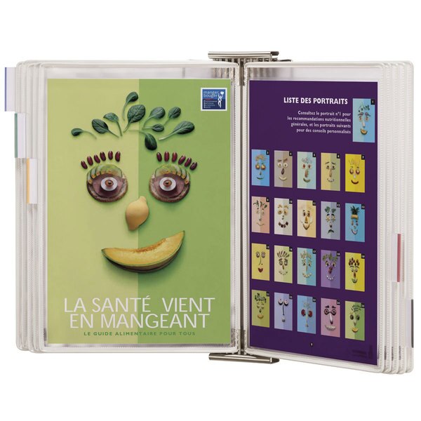 Antimicrobial Wall Display Unit 10 White Pockets, Stainless Steel