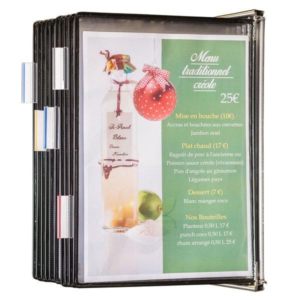 Antimicrobial Wall Display Unit 10 Black Pockets, Stainless Steel