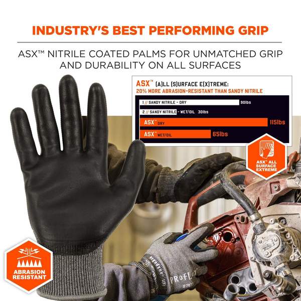 ANSI A7 Nitrile Coated CR Gloves, Gray, Size M
