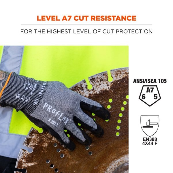 ANSI A7 Nitrile Coated CR Gloves, Gray, Size M