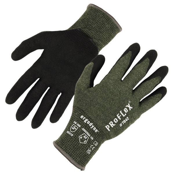 ANSI A4 Nitrile Coated CR Gloves, Green, Size S