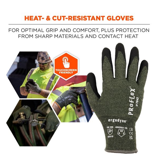 ANSI A4 Nitrile Coated CR Gloves, Green, Size XL