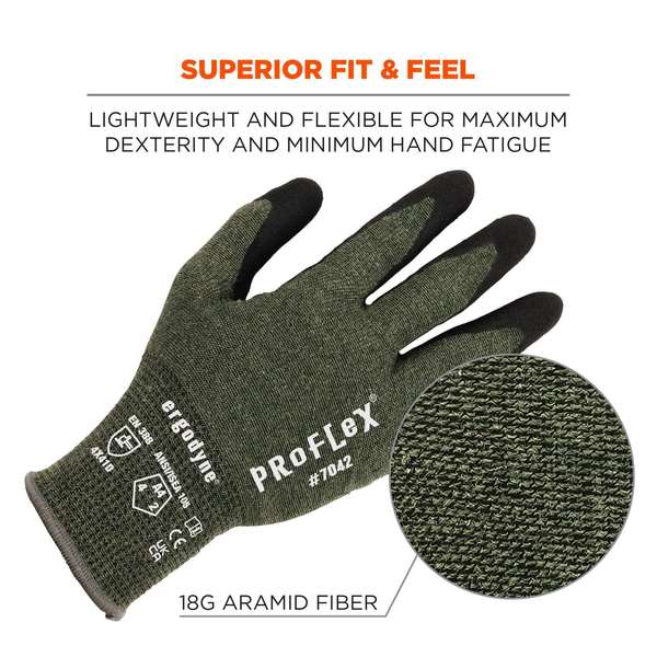 ANSI A4 Nitrile Coated CR Gloves, Green, Size XL