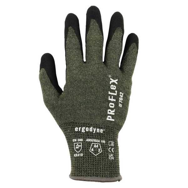 ANSI A4 Nitrile Coated CR Gloves, Green, Size XL