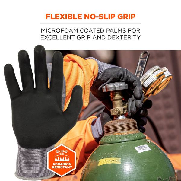 Nitrile-Coated Gloves Microfoam Palm, Gray, Size S