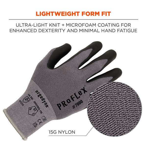 Nitrile-Coated Gloves Microfoam Palm, Gray, Size L