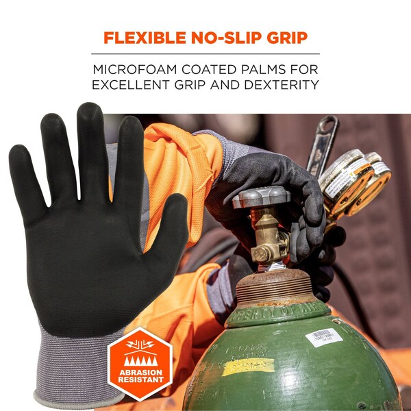 Nitrile-Coated Gloves Microfoam Palm, Gray, Size XL