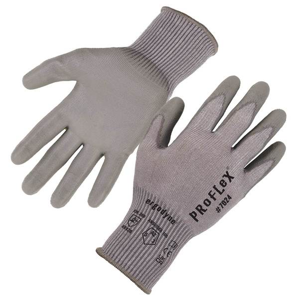 ANSI A2 PU Coated CR Gloves, Gray, Size S