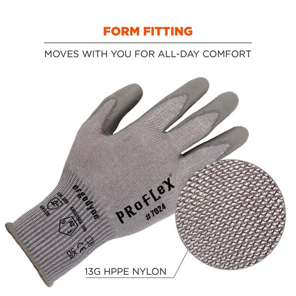 ANSI A2 PU Coated CR Gloves, Gray, Size M