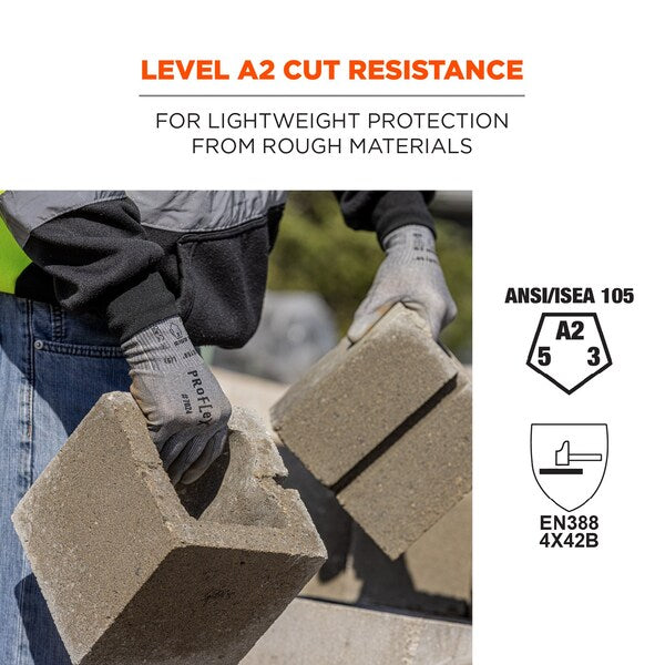 ANSI A2 PU Coated CR Gloves, Gray, Size M