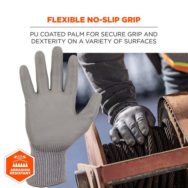 ANSI A2 PU Coated CR Gloves, Gray, Size XL