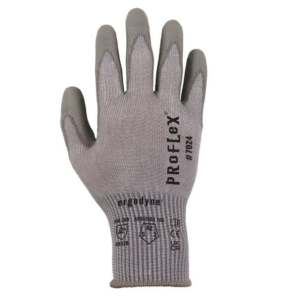 ANSI A2 PU Coated CR Gloves, Gray, Size XL