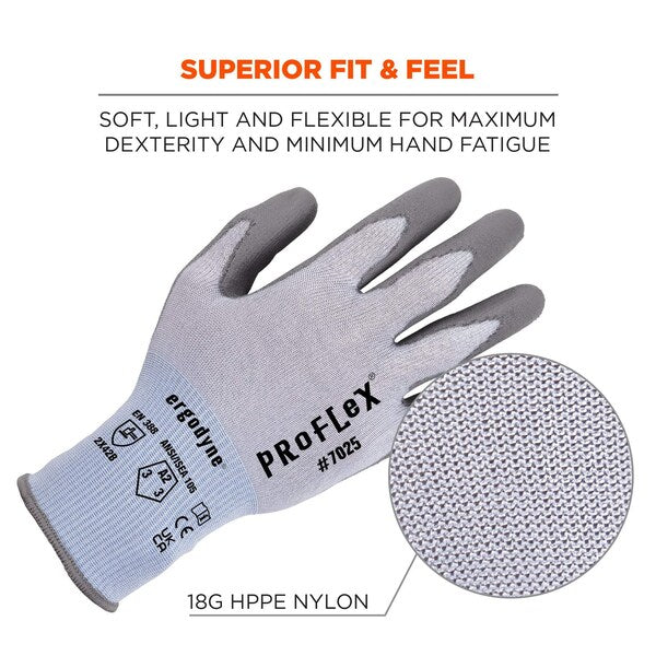 ANSI A2 PU Coated CR Gloves, Blue, Size M