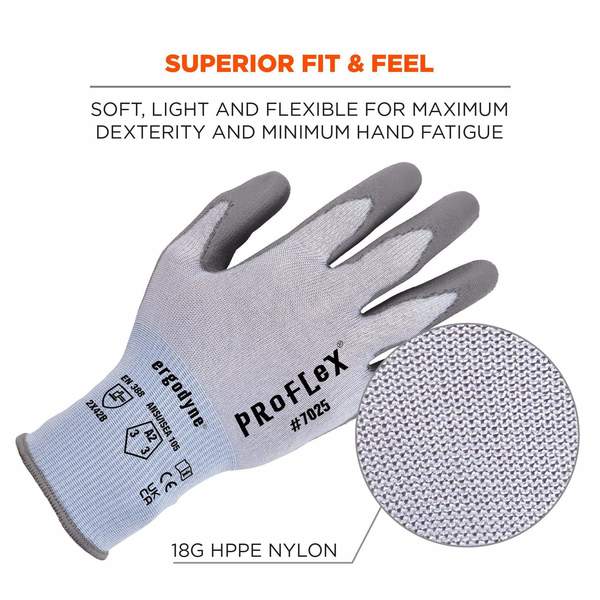 ANSI A2 PU Coated CR Gloves, Blue, Size L