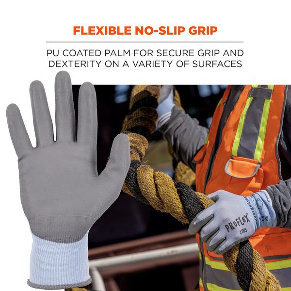 ANSI A2 PU Coated CR Gloves, Blue, Size XL