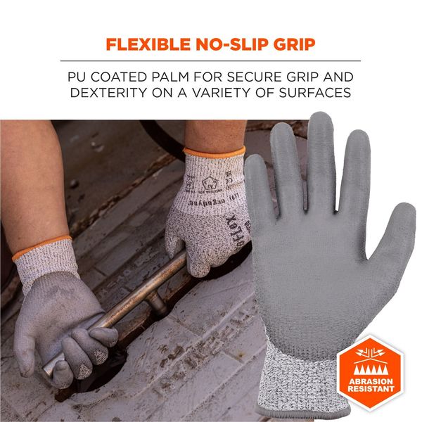 ANSI A3 PU Coated CR Gloves, Gray, Size M