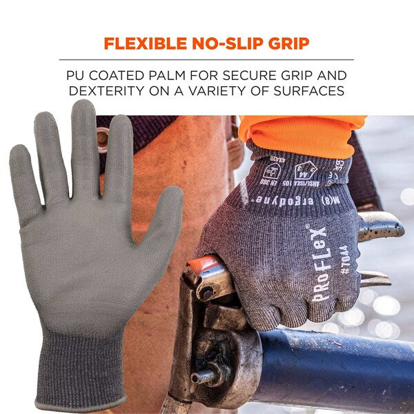 ANSI A4 PU Coated CR Gloves, Gray, Size S