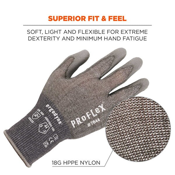 ANSI A4 PU Coated CR Gloves, Gray, Size S