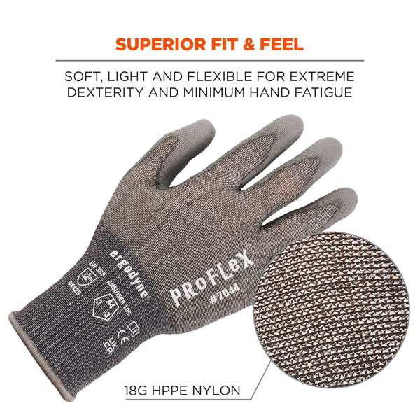 ANSI A4 PU Coated CR Gloves, Gray, Size L