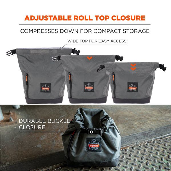 Full Respirator Bag, Roll Top Closure, Gray