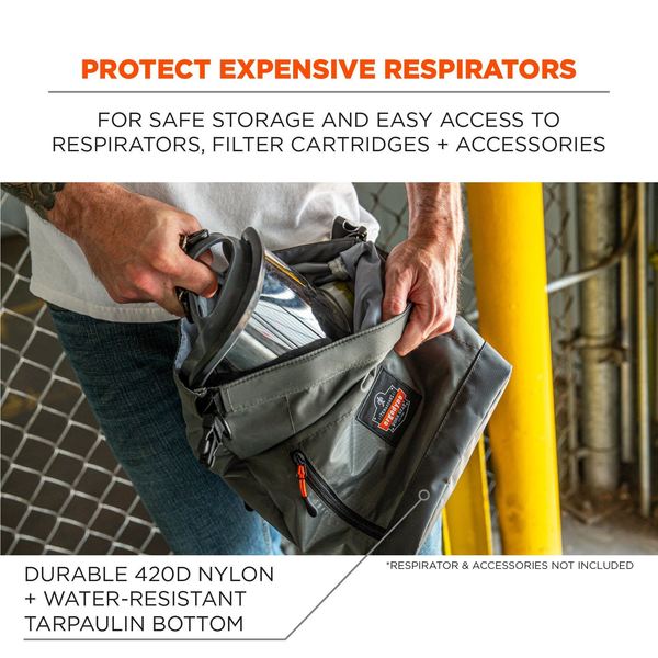 Full Respirator Bag, Roll Top Closure, Gray