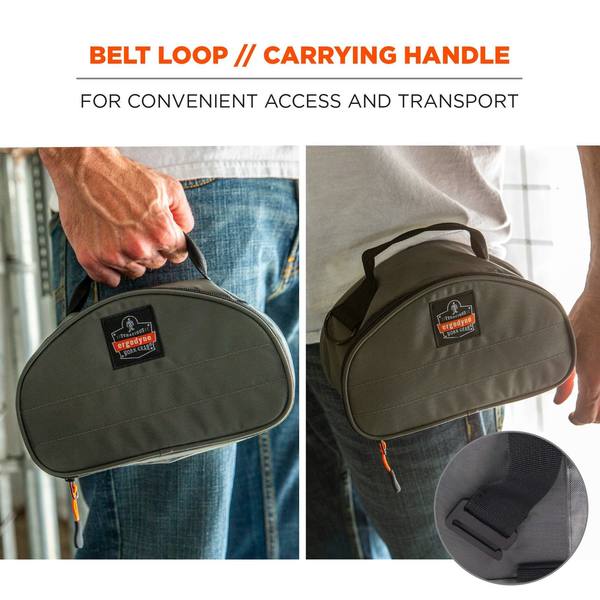 Clamshell Half Respirator Bag, Zipper Closure, Gray