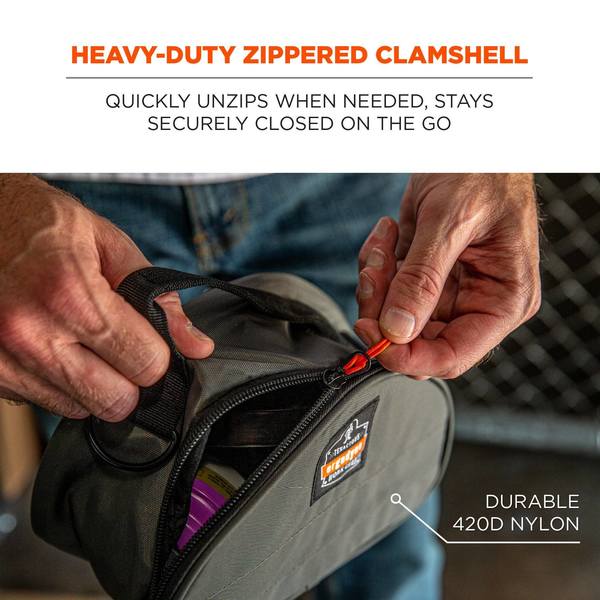 Clamshell Half Respirator Bag, Zipper Closure, Gray