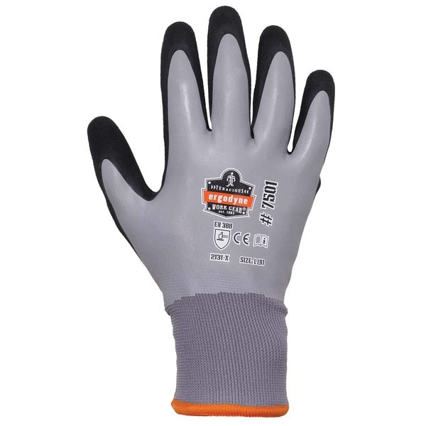 Gray Coated Waterproof Winter Work Gloves, L, PR