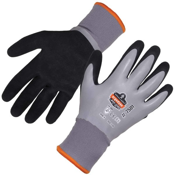 Gray Coated Waterproof Winter Work Gloves, 2XL, PR