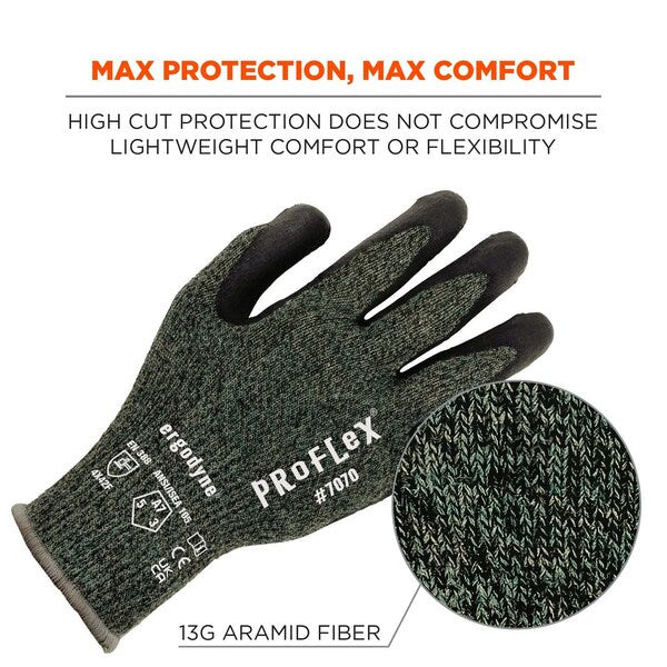 ANSI A7 Nitrile Coated CR Gloves, Green, Size S