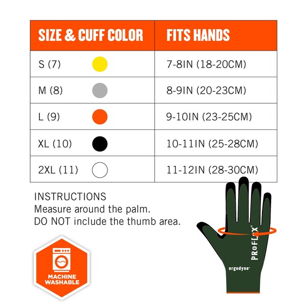 ANSI A7 Nitrile Coated CR Gloves, Green, Size S