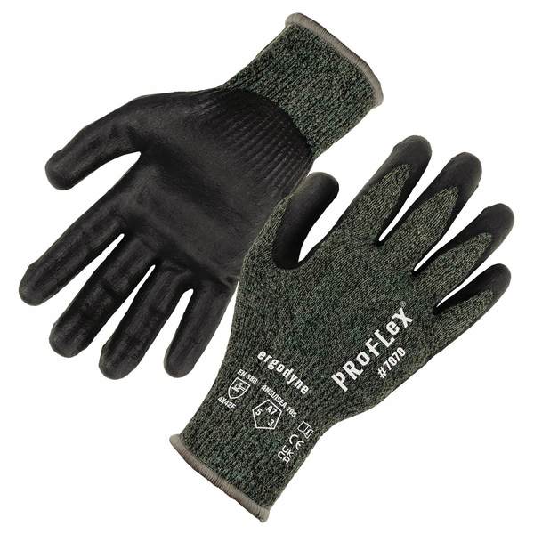 ANSI A7 Nitrile Coated CR Gloves, Green, Size M