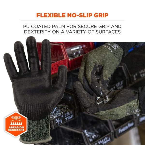 ANSI A7 Nitrile Coated CR Gloves, Green, Size M