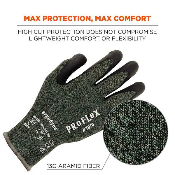 ANSI A7 Nitrile Coated CR Gloves, Green, Size M