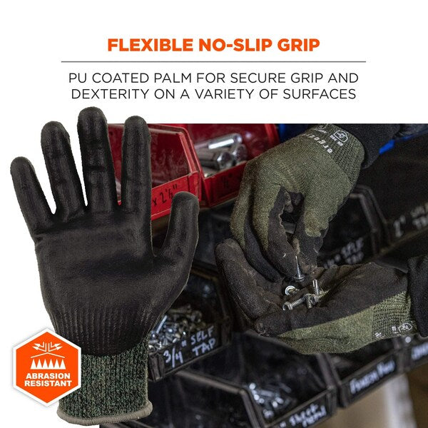 ANSI A7 Nitrile Coated CR Gloves, Green, Size L