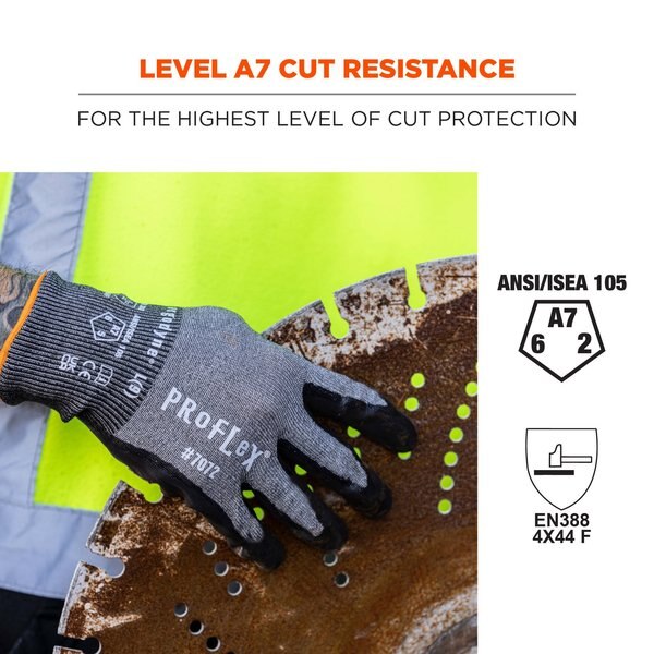 ANSI A7 PU Coated CR Gloves, Gray, Size S