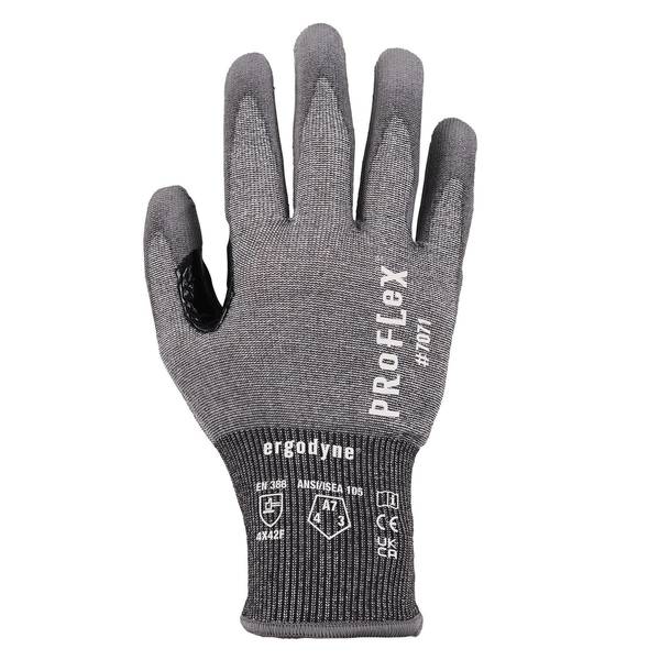 ANSI A7 PU Coated CR Gloves, Gray, Size S