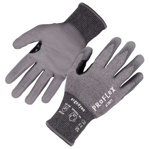 ANSI A7 PU Coated CR Gloves, Gray, Size L