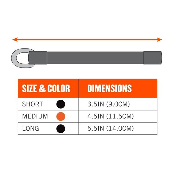 D-Ring Tool Tails, 5 1/2 in, 2 lb Weight Capacity, Black