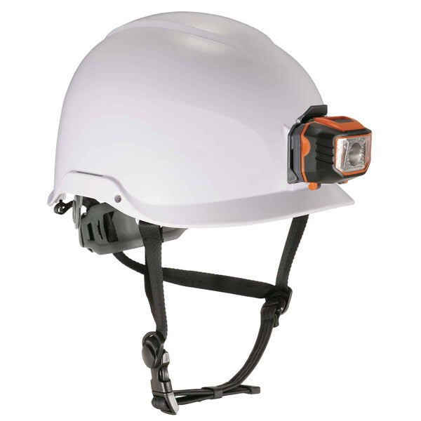 White Class E Safety Helmet + LED Light