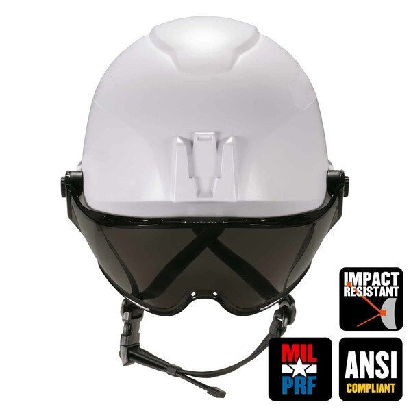 Anti-Fog Clear Lens White Class E Safety Helmet with Visor