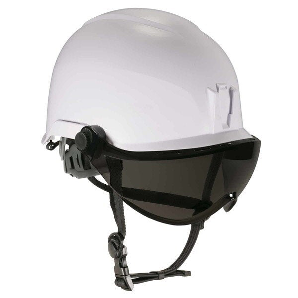 Anti-Fog Smoke Lens White Class E Safety Helmet with Visor