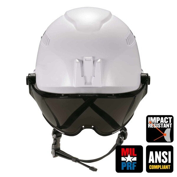8975V Anti-Fog Smoke Lens White Class C Safety Helmet with Visor