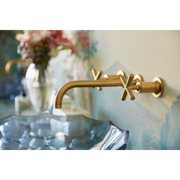 Purist(R) Wall-Mount Bathroom Sink Faucet Trim With Cross Handles And 9